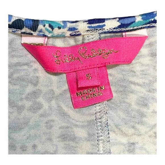 Lilly Pulitzer Women's S Blue & White Boho Printed Maxi Dress Short Sleeve Long - Picture 2 of 5